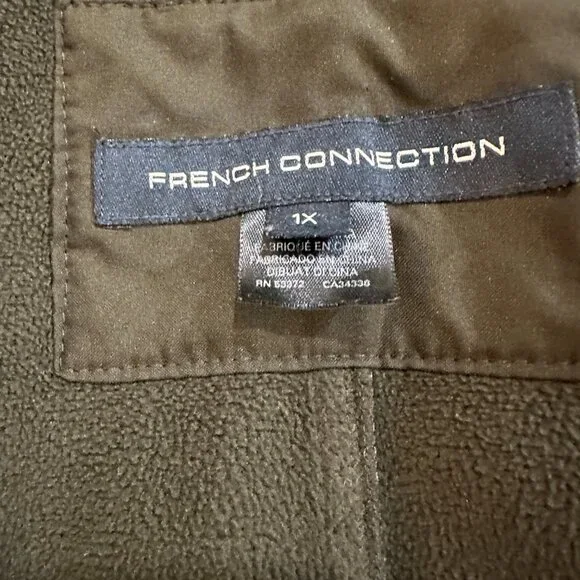 French Connection Softshell Sherpa Lined Hooded Coat Dark Olive Women’s 1X - Picture 7 of 15